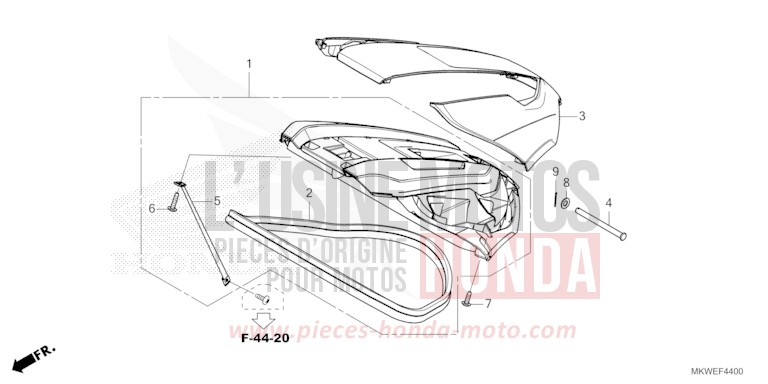 COUVERCLE BAGAGES de NC750X "Méca" MAT PEARL GLARE WHITE (NHB54) 2025